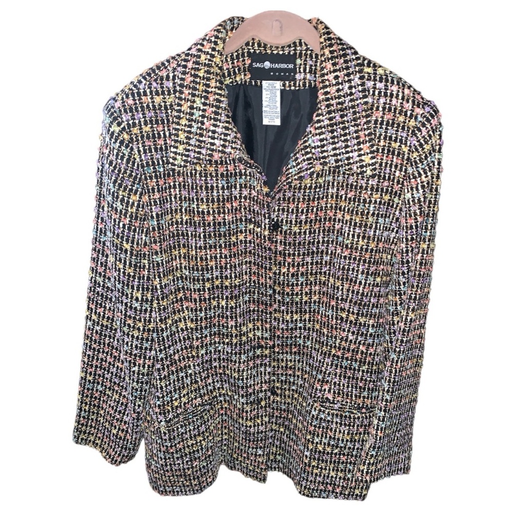 Sag Harbor Black Houndstooth Blazer